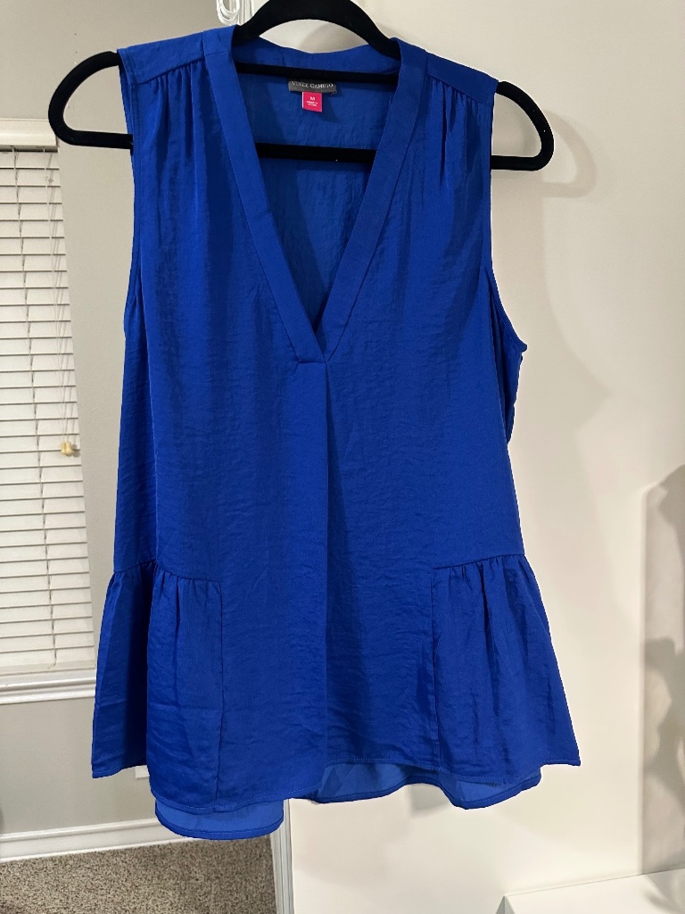 NWOT Vince Camuto Royal Blue Sleeveless Peplum Blouse - Size M